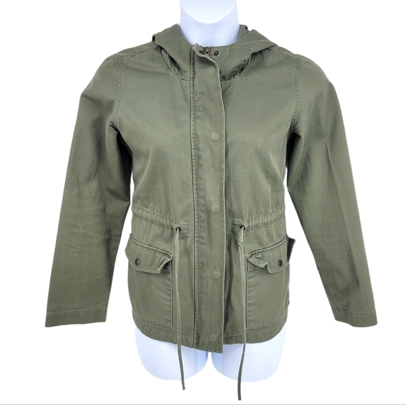 LOFT Outlet Womens Green Utility/ Cargo Hooded Jacket 100% Cotton Size M - Picture 1 of 12